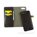 Crocodile Dostachable Wallet Phonecase pour iPhone Custom Logo